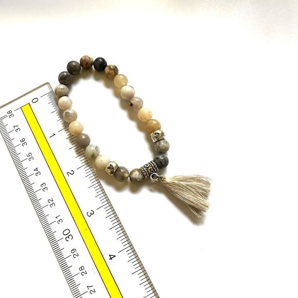 Natural stones stretchy  tassel bracelet - Picture 6 of 7